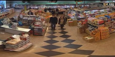 Retail store interior from a 360-degree ceiling camera — enhanced