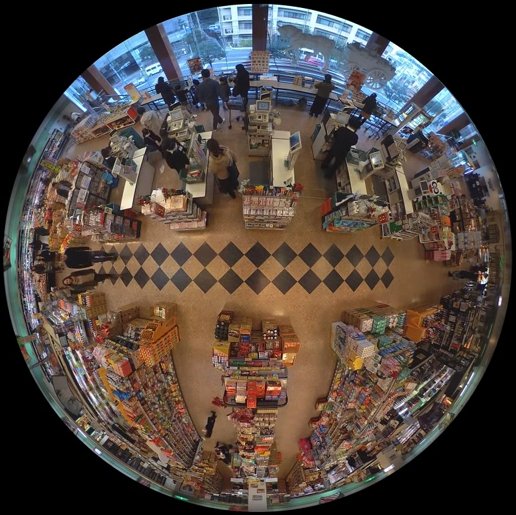 Retail store interior from a 360-degree ceiling camera — original